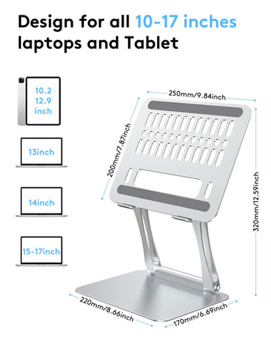 Laptop Stand for Desk, Adjustable Laptop Riser ABS Silicone Foldable Portable Laptop Holder